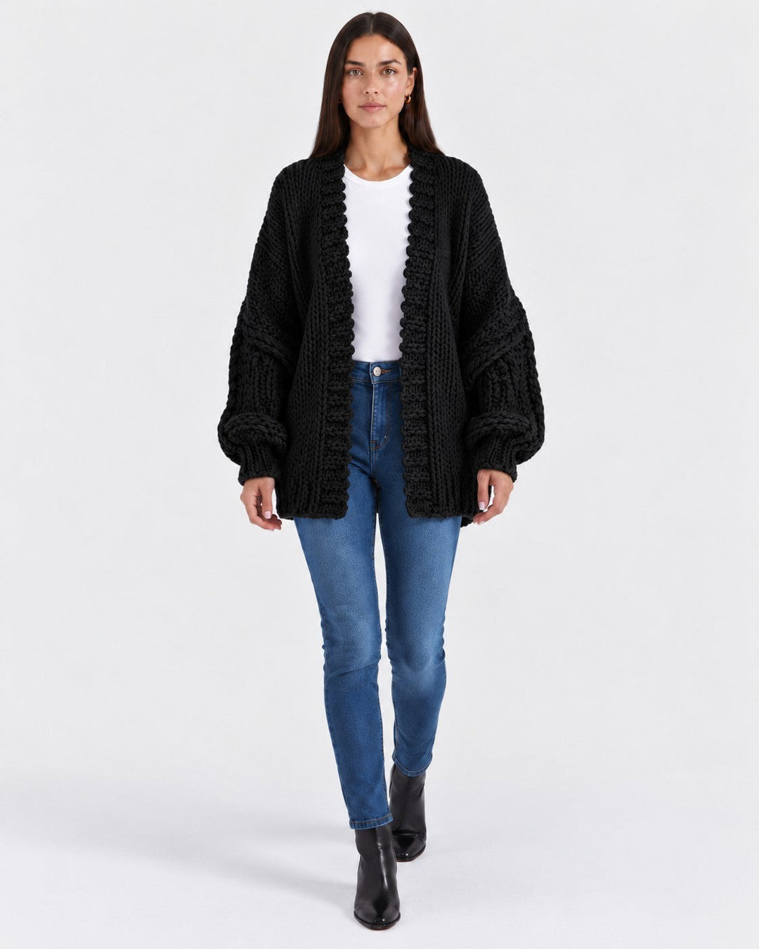 Ginevra – Cardigan oversize in nero | Luna Moda