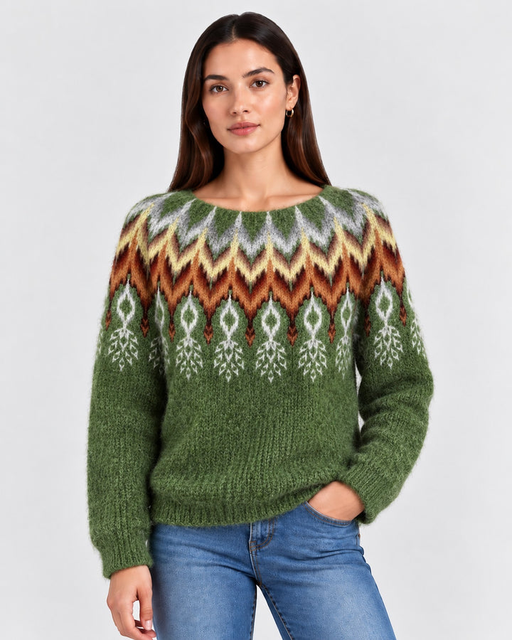 Luisa – Maglione jacquard a chevron in verde | Luna Moda