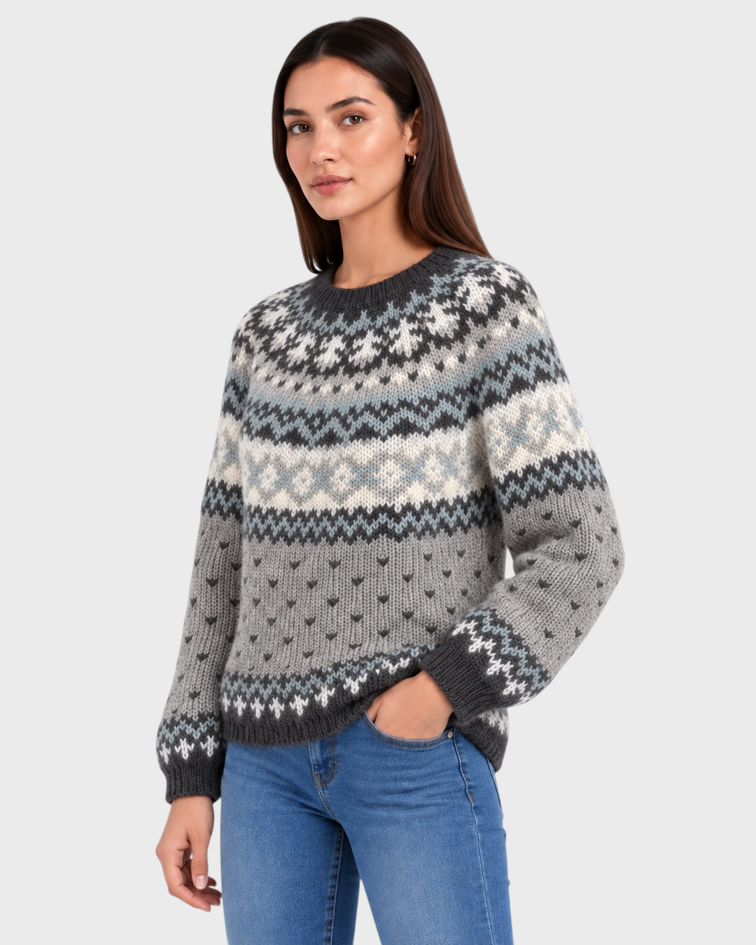 Pierina – Maglione con motivo geometrico in blu | Luna Moda