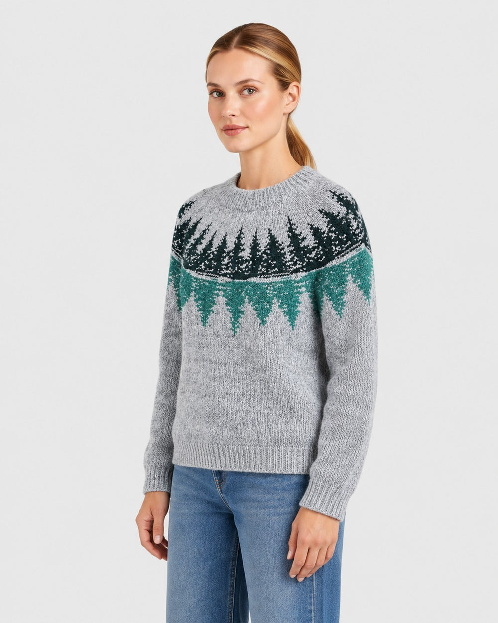 Lisa – Maglione con motivo sfumato in verde scuro | Luna Moda