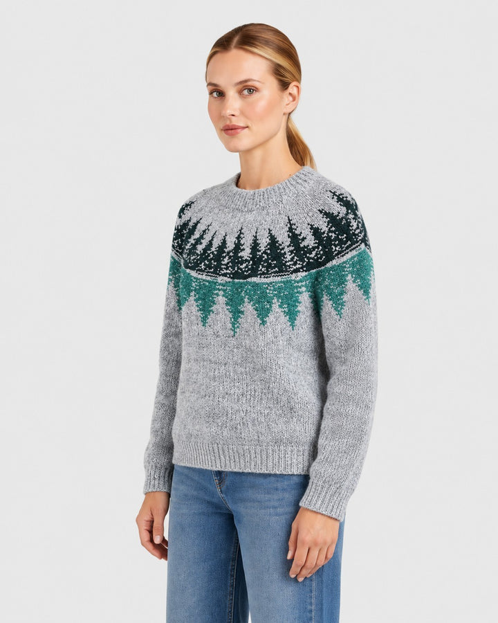 Lisa – Maglione con motivo sfumato in verde scuro | Luna Moda