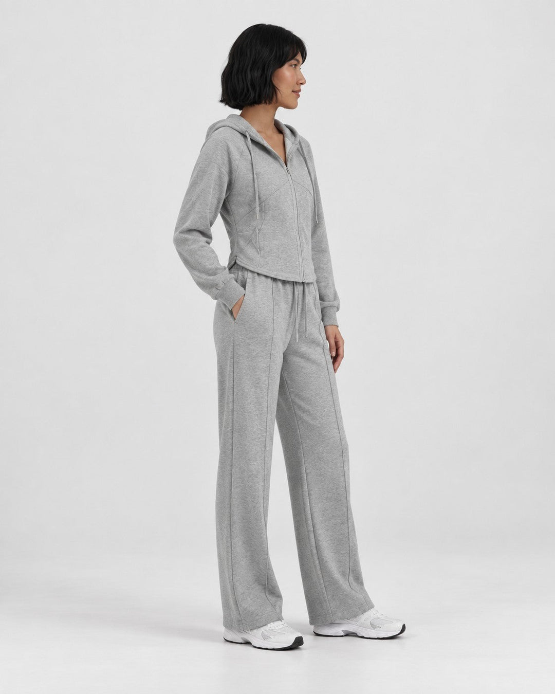 Iolanda – Completo felpa e pantaloni larghi in grigio | Luna Moda