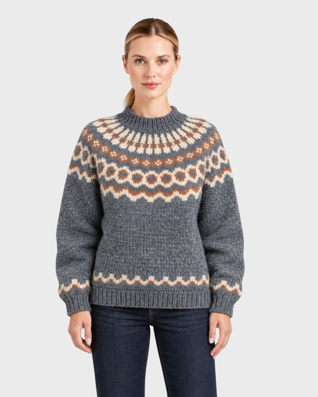 Ida – Maglione con sprone nordico in beige | Luna Moda