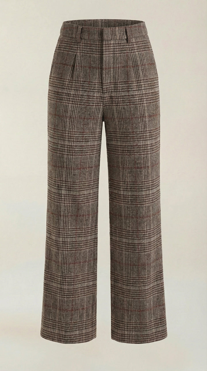 ADELAIDE – Pantaloni a quadri a vita alta e gamba larga