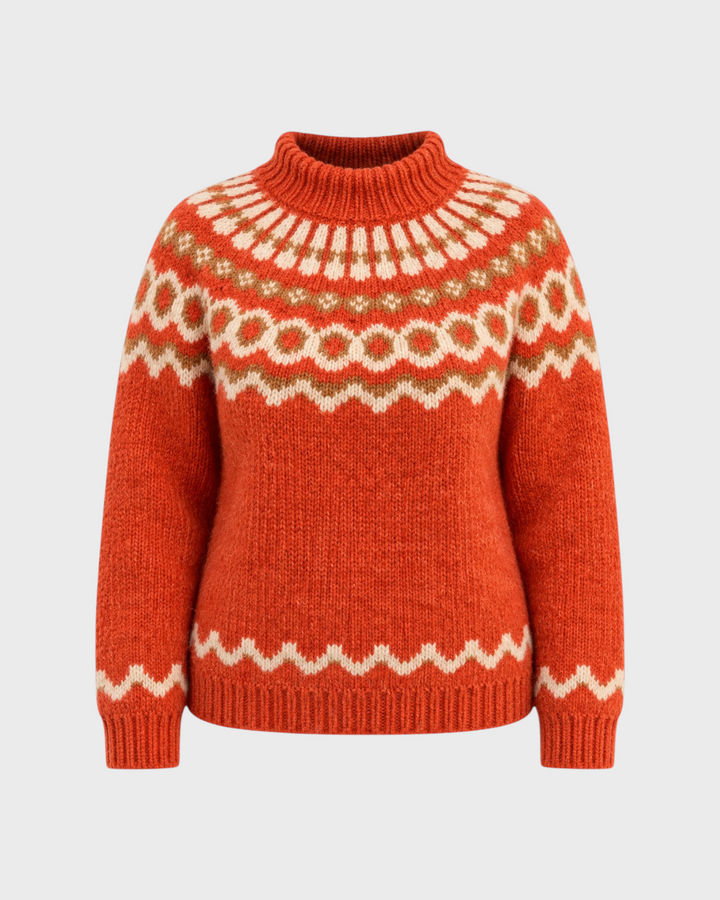 Ida – Maglione con sprone nordico in arancione | Luna Moda
