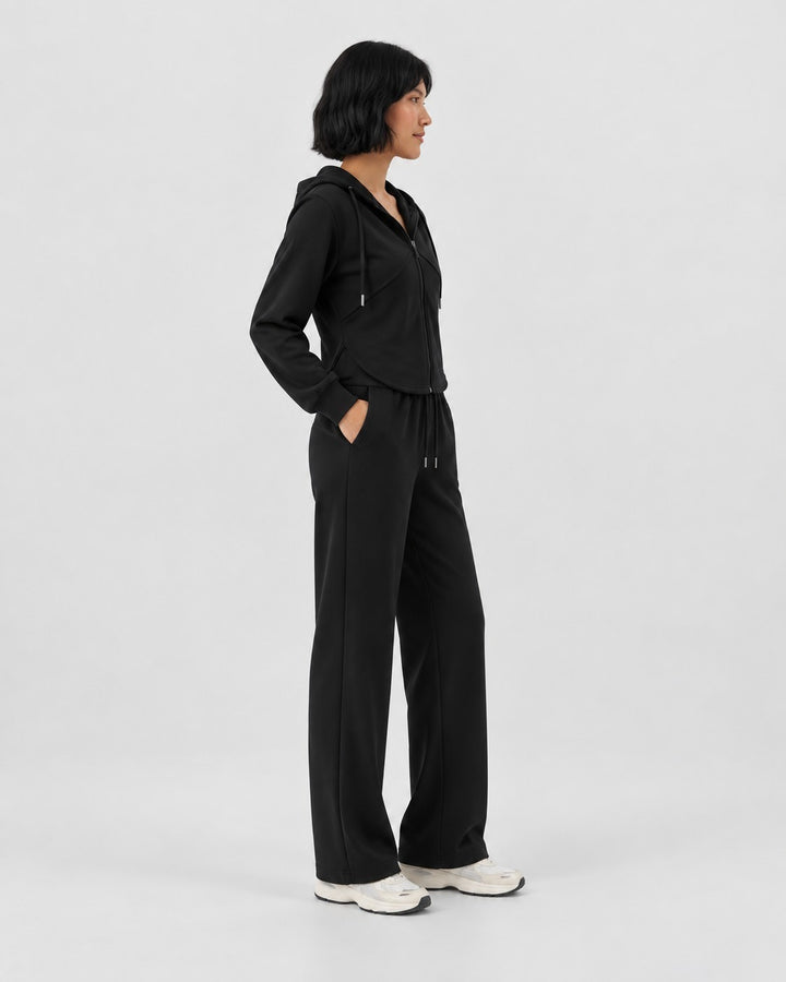 Iolanda – Completo felpa e pantaloni larghi in nero | Luna Moda