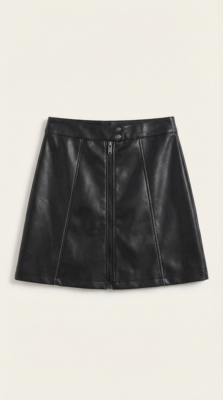 JOCELYN – Minigonna in pelle vegana con zip frontale