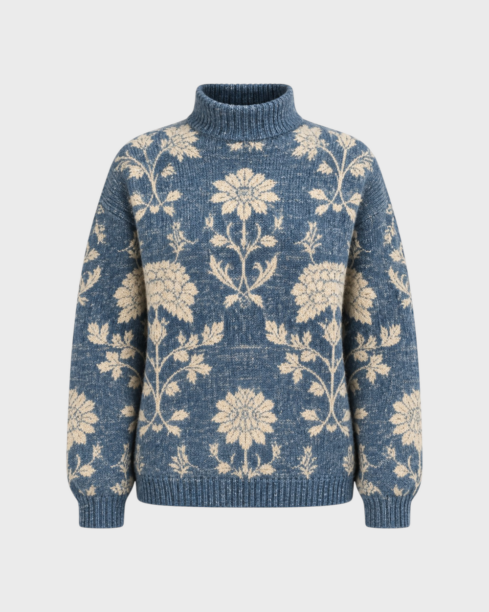 Lavinia – Dolcevita floreale d'ispirazione vintage in blu navy | Luna Moda