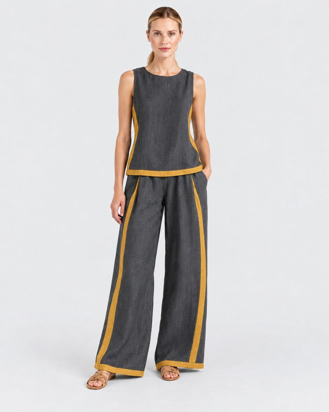 Teresa – Completo in lino e cotone in antracite | Luna Moda