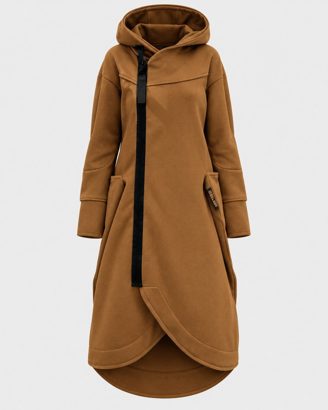 LAURA, felpa asimmetrica con cappuccio, dettaglio – Luna Moda