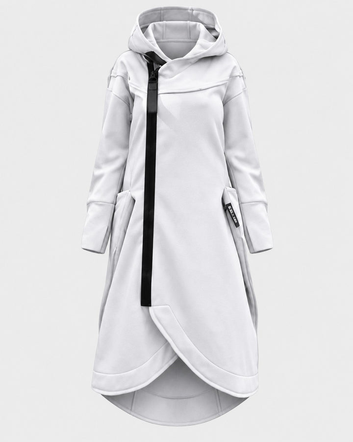 LAURA, felpa asimmetrica con cappuccio, dettaglio – Luna Moda