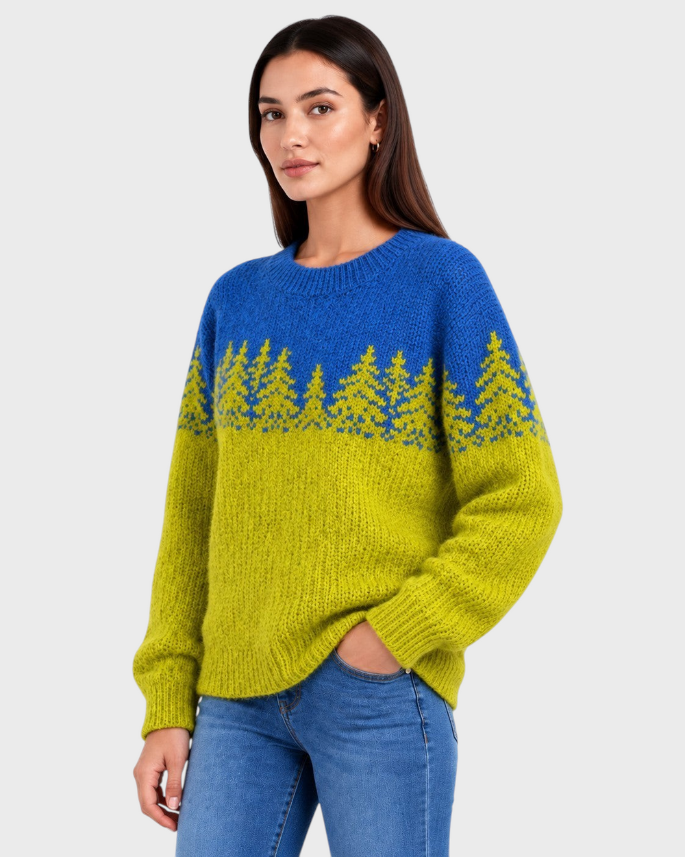 Lorena – Maglione girocollo in maglia soffice in verde | Luna Moda