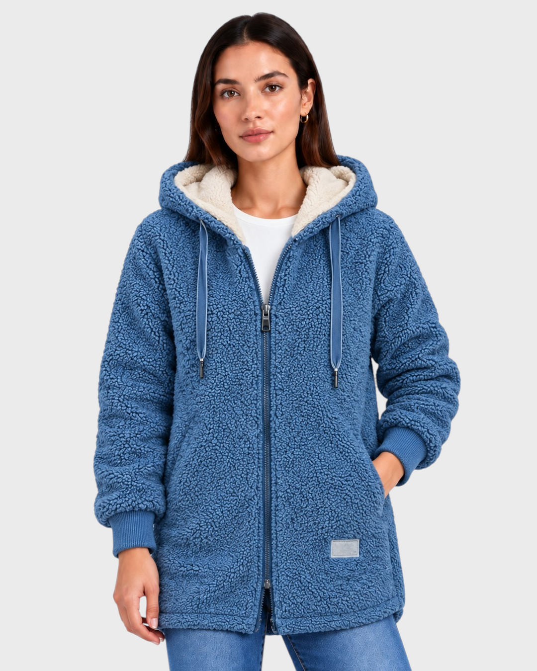 Marta – Giacca in pile morbidissima in bianco | Luna Moda