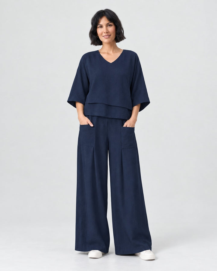 Nadia – Set minimalista in blu navy | Luna Moda