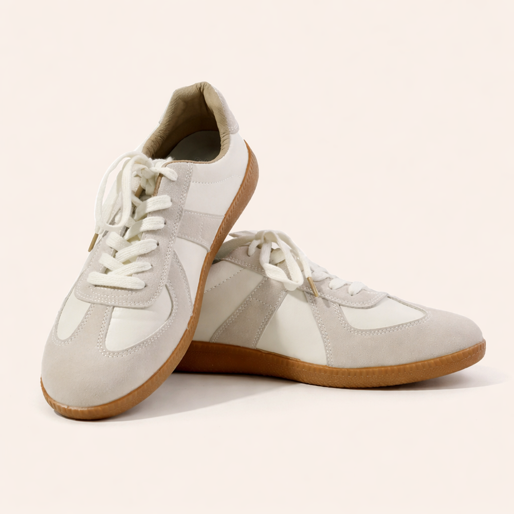 Luna Moda NEREO tactical sneakers in off-white leather and suede with a breathable upper and gum rubber sole.