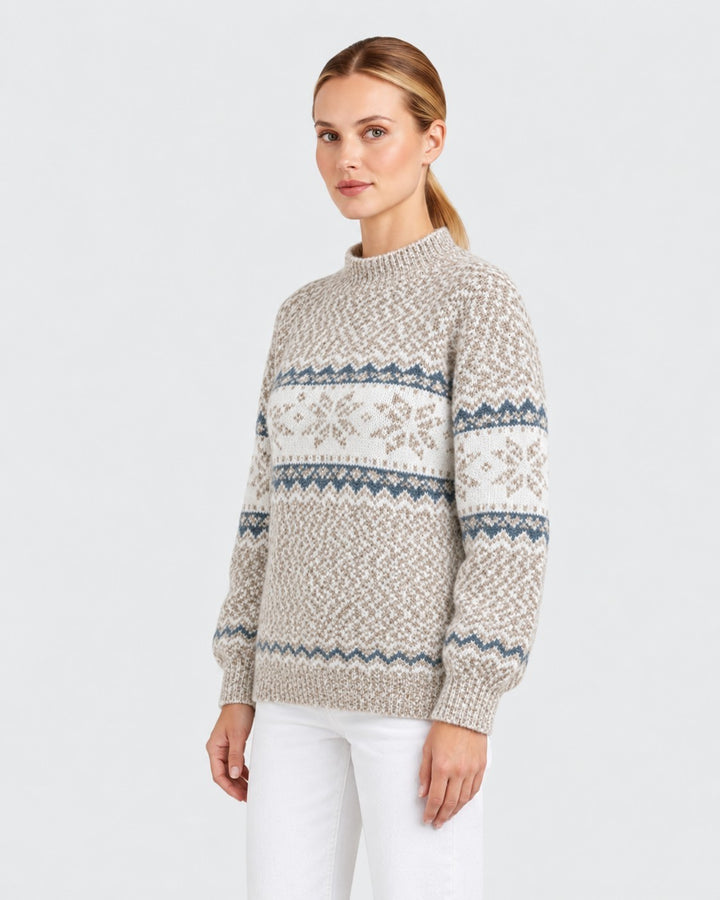 Enrica – Maglione con motivo nordico in bianco | Luna Moda