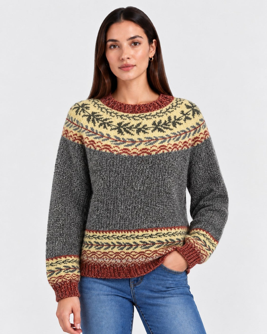 Nives – Maglione con motivo nordico in giallo | Luna Moda