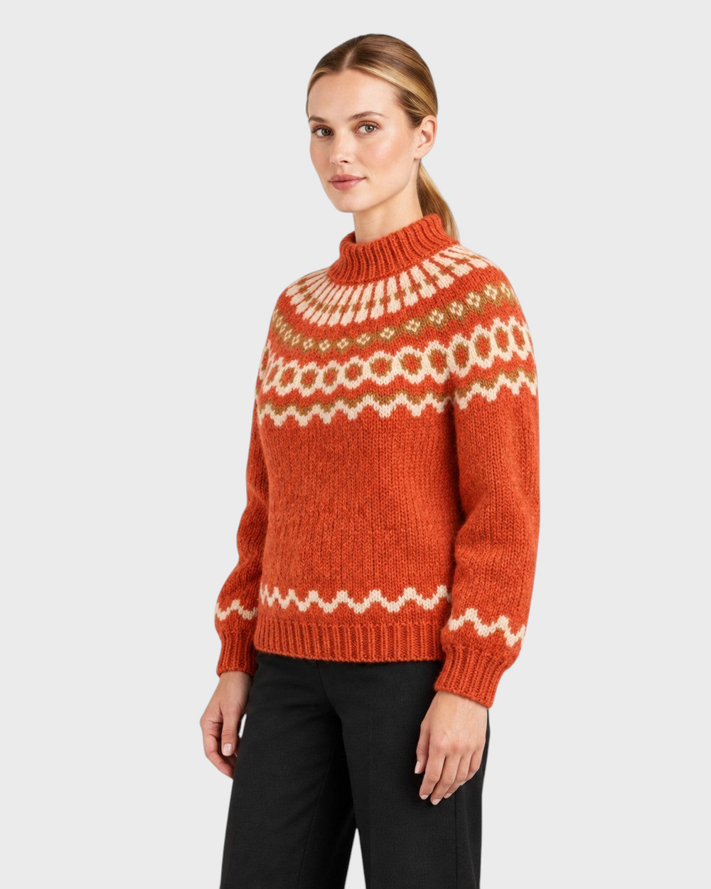 Ida – Maglione con sprone nordico in arancione | Luna Moda