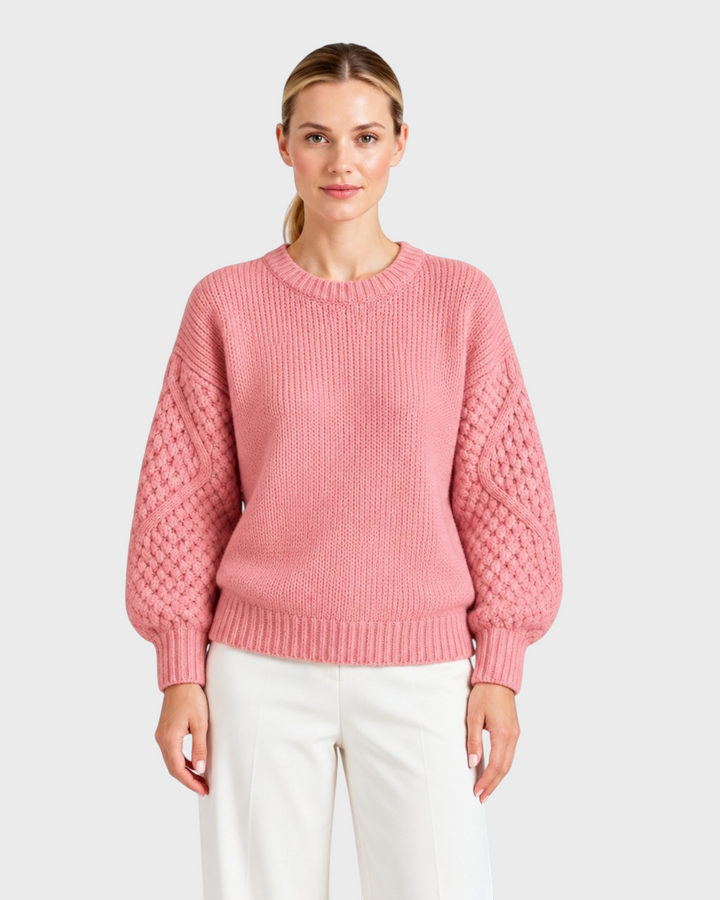 Marianna – Maglione con maniche a trecce in rosa | Luna Moda