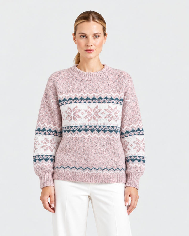 Enrica – Maglione con motivo nordico in rosa | Luna Moda