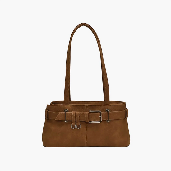 Amanda – Borsa a spalla rétro testurizzata in marrone | Luna Moda
