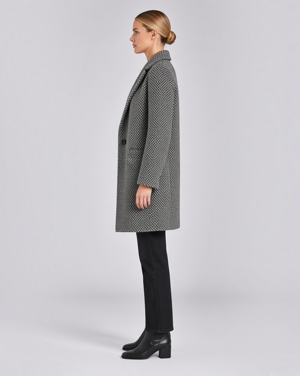 Cappotto ROSALBA grigio, vista laterale — LUNA MODA.