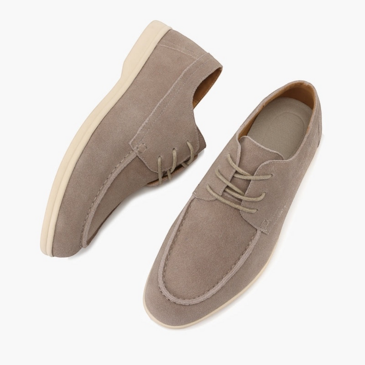 Luna Moda RAUL premium taupe suede lace-up shoes with a lightweight sole for smart casual wear.