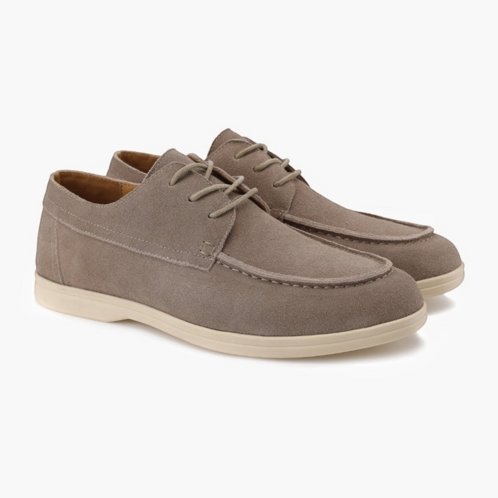 Luna Moda RAUL premium taupe suede lace-up shoes with a lightweight sole for casual and semi-formal wear.