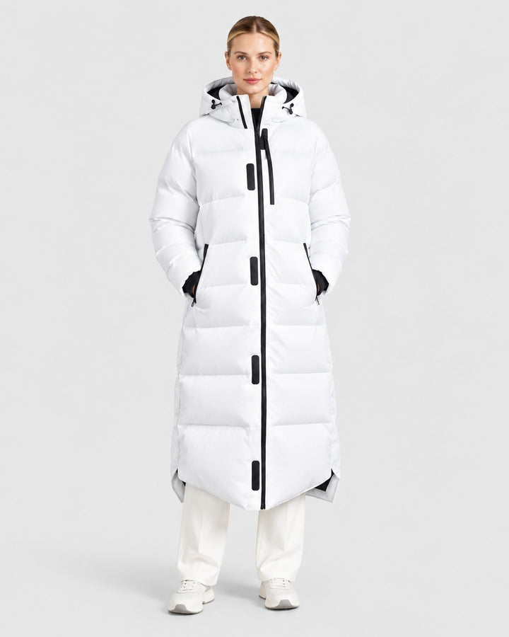 VANNA, cappotto imbottito lungo, indossato – Luna Moda