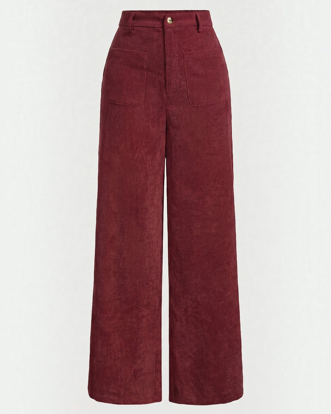 Luna Moda Evelina high-waisted wide-leg trousers in burgundy corduroy with front pockets