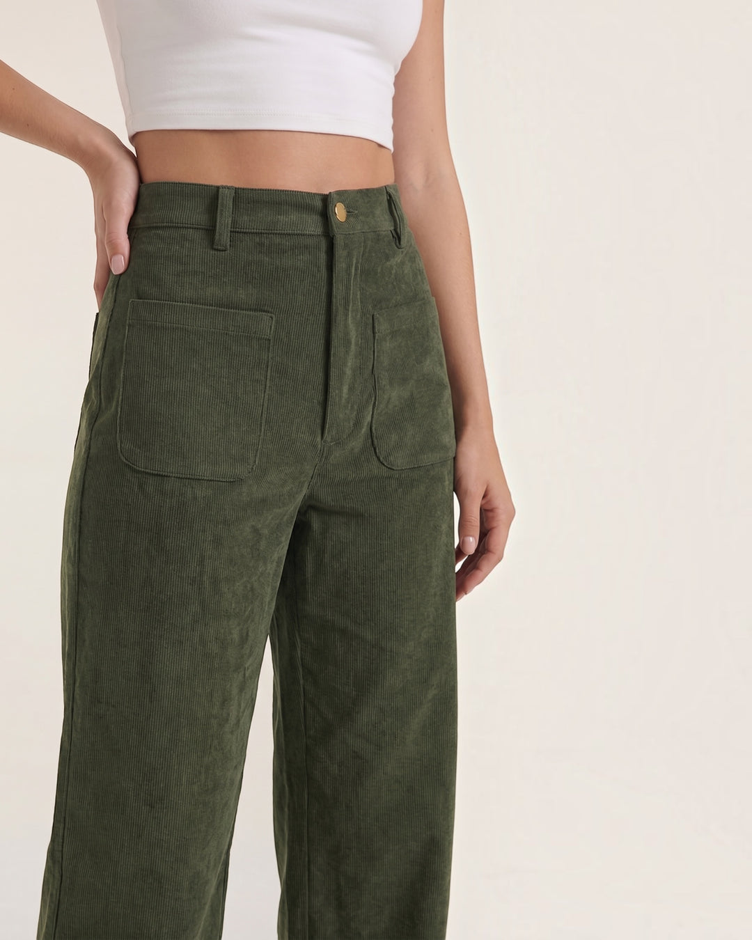 EVELINA – Pantaloni a vita alta in velluto a coste