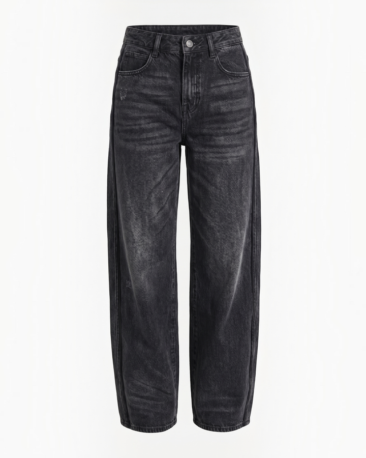 Luna Moda Bridget wide-leg jeans in soft black denim with a relaxed fit and faded wash