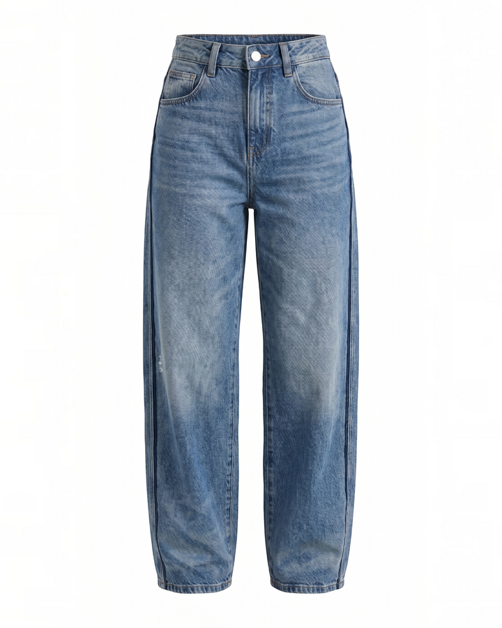 Luna Moda Bridget wide-leg jeans in soft blue denim with a relaxed fit and classic five-pocket design.