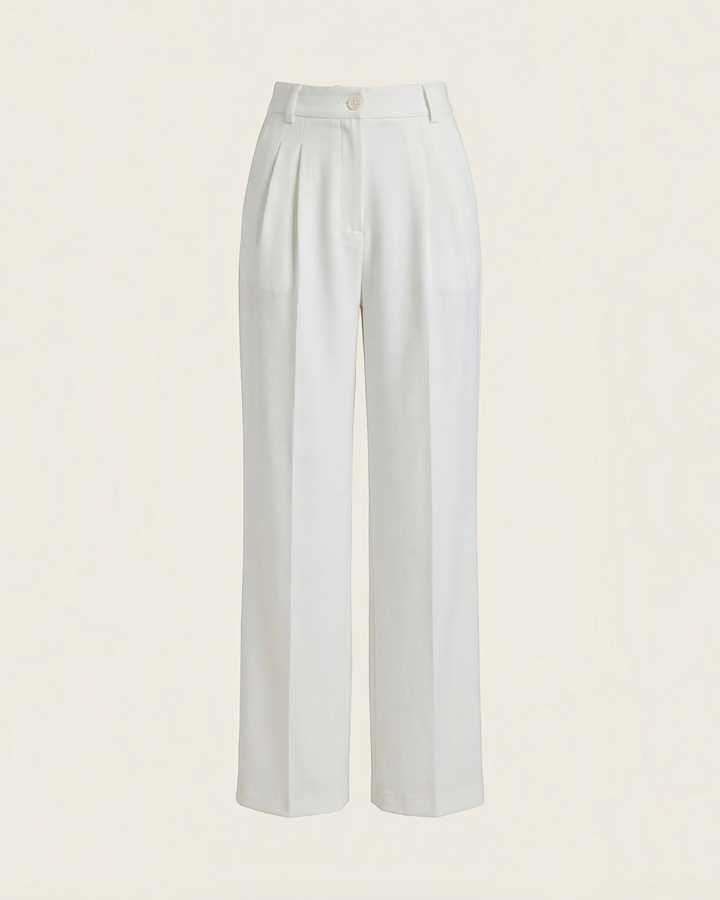 Luna Moda white high-waisted palazzo trousers with a fluid wide-leg silhouette and tailored pleat details