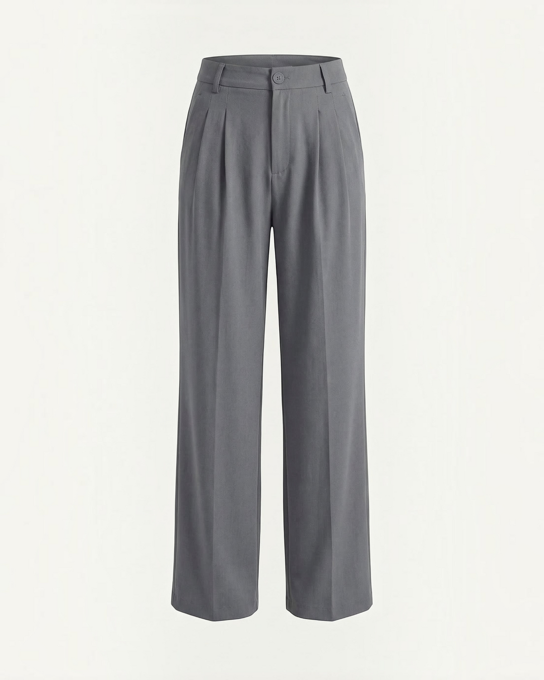 Luna Moda high-waisted grey palazzo trousers with a fluid wide-leg cut and pleated front detail.