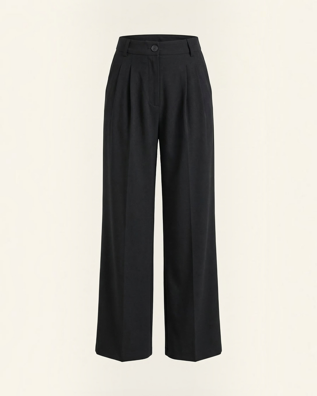 Luna Moda high-waisted black palazzo trousers with a fluid, wide-leg silhouette and tailored front pleats.