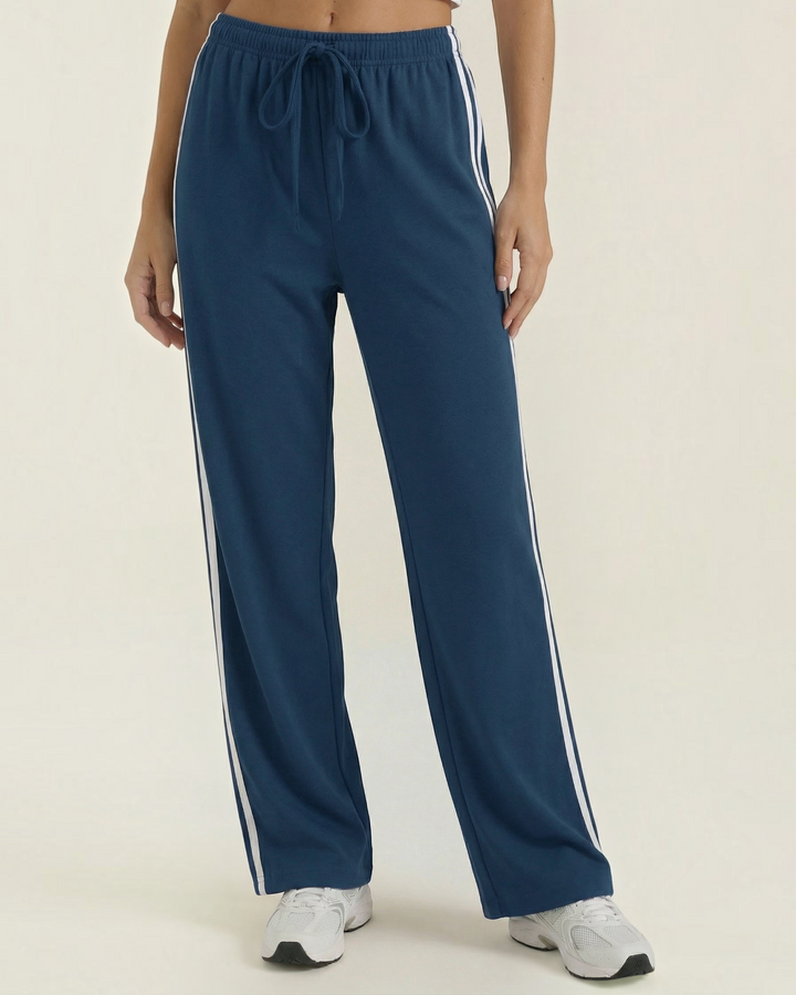 SABINA – Pantaloni sportivi a gamba larga con bande laterali