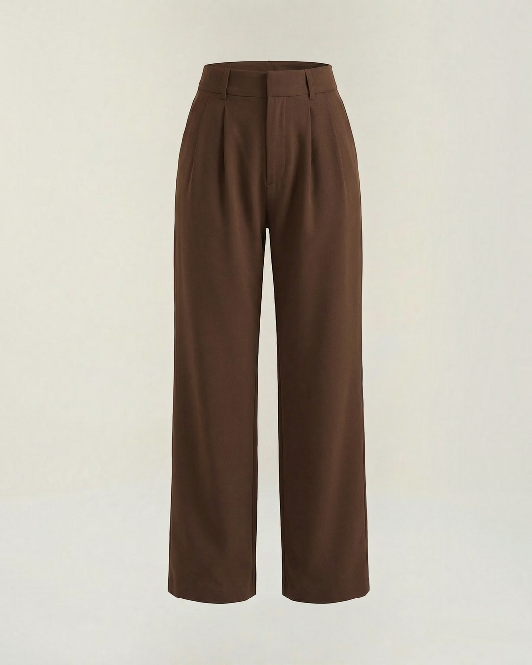 Luna Moda ISOTTA high-waisted brown palazzo trousers with pleated details and a fluid, wide-leg silhouette.