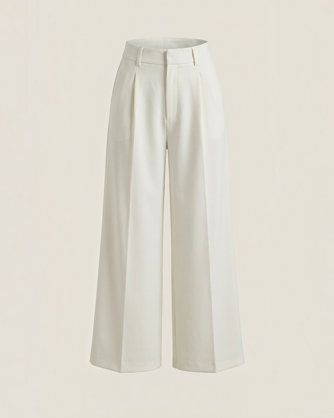 Luna Moda ISOTTA high-waisted white palazzo trousers with pleated details and a wide-leg silhouette.