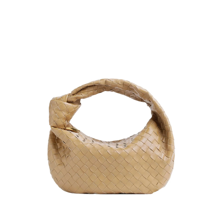 CHIARA di Luna Moda, borsa intrecciata con nodo, colore beige.