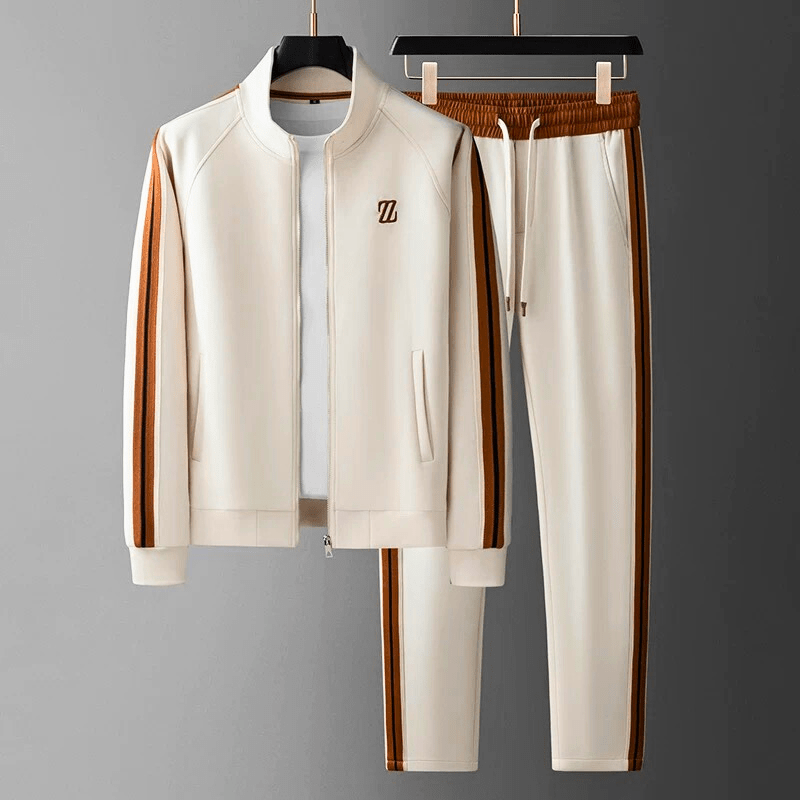 Completo giacca e jogger con zip e strisce laterali