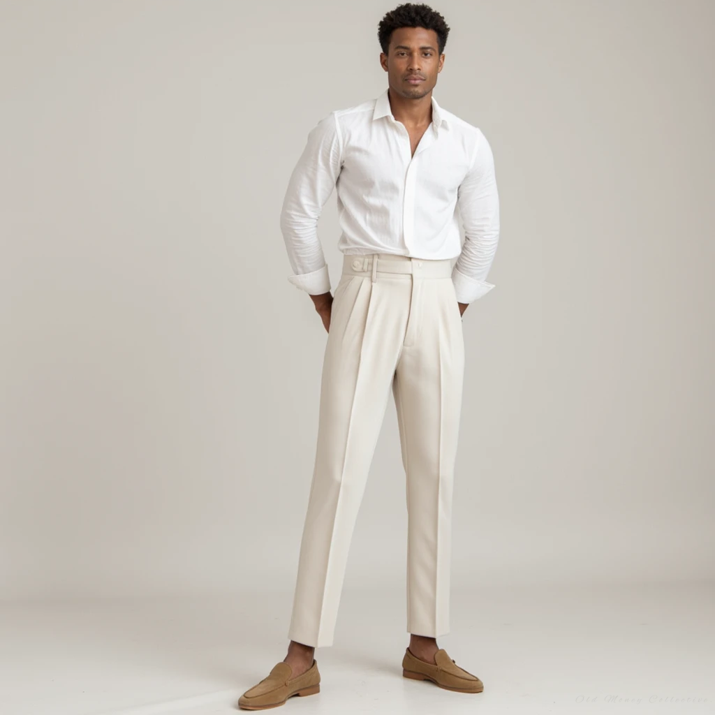 Pantaloni Monaco a Vita Alta