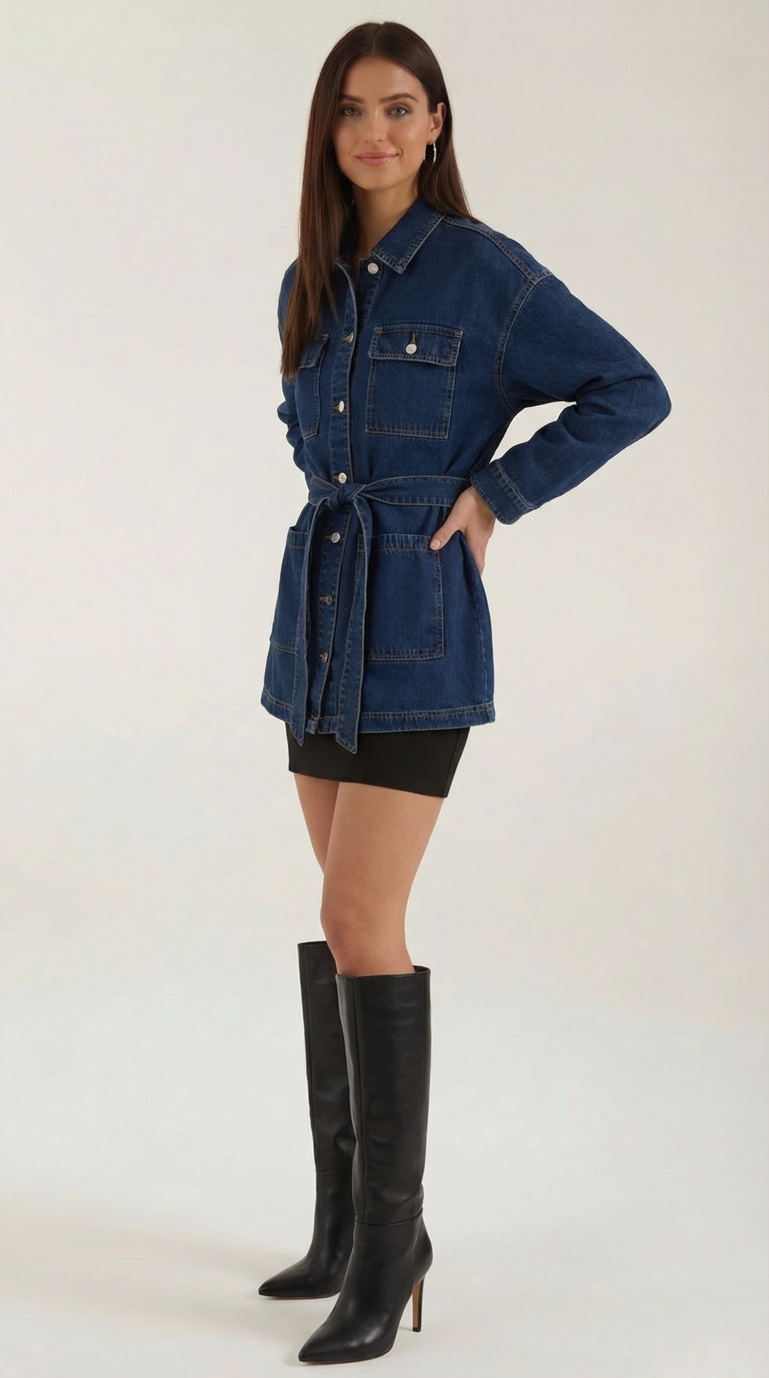 Alice – Giacca denim con cintura in vita