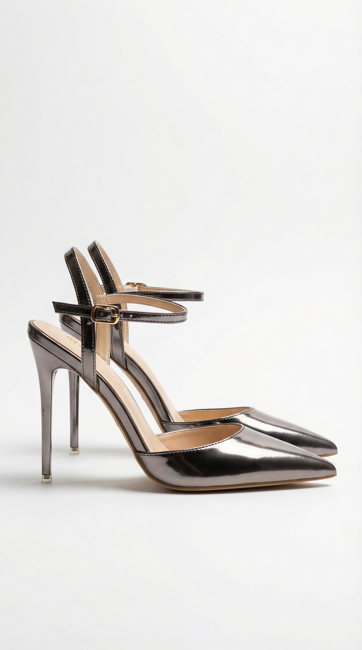 ASHLEY – Décolleté metallici punta affusolata alla caviglia