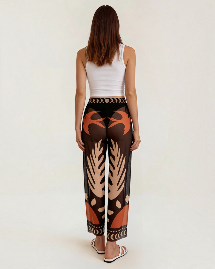 OFELIA – Pantaloni culotte a vita alta con stampa tropicale