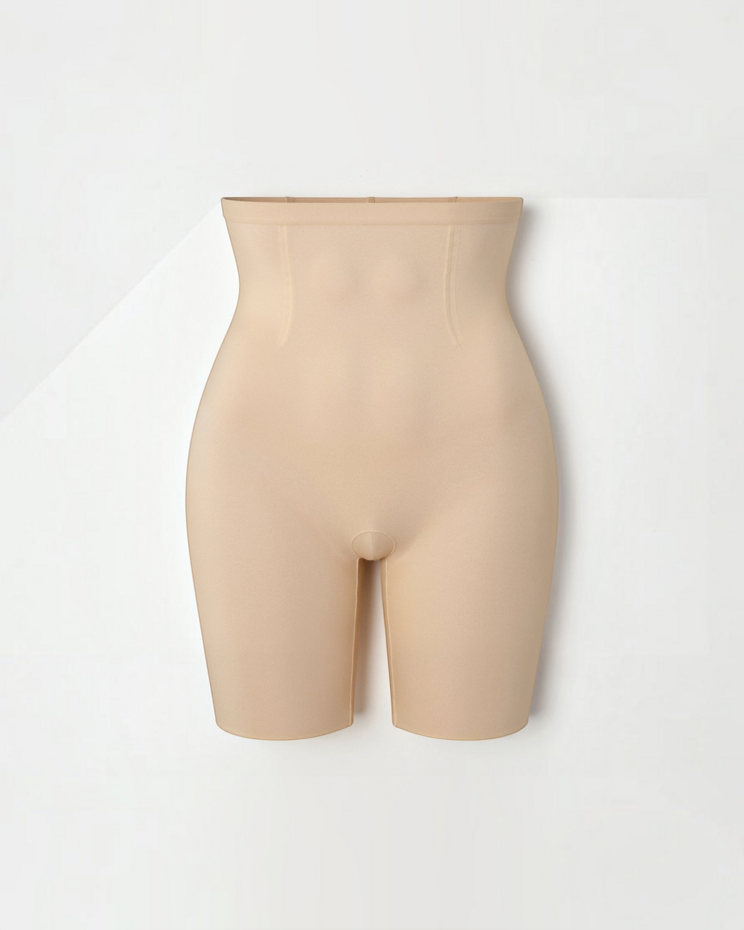 Luna Moda beige extra high-waisted shaping shorts with firm compression panels for a smooth silhouette