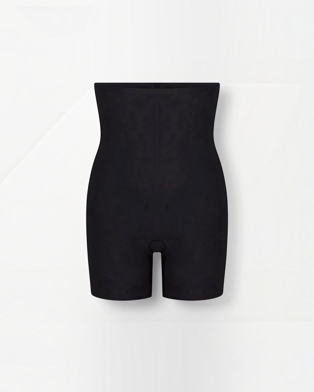 Luna Moda black extra high-waisted shaping shorts with seamless compression panels for a smooth silhouette.