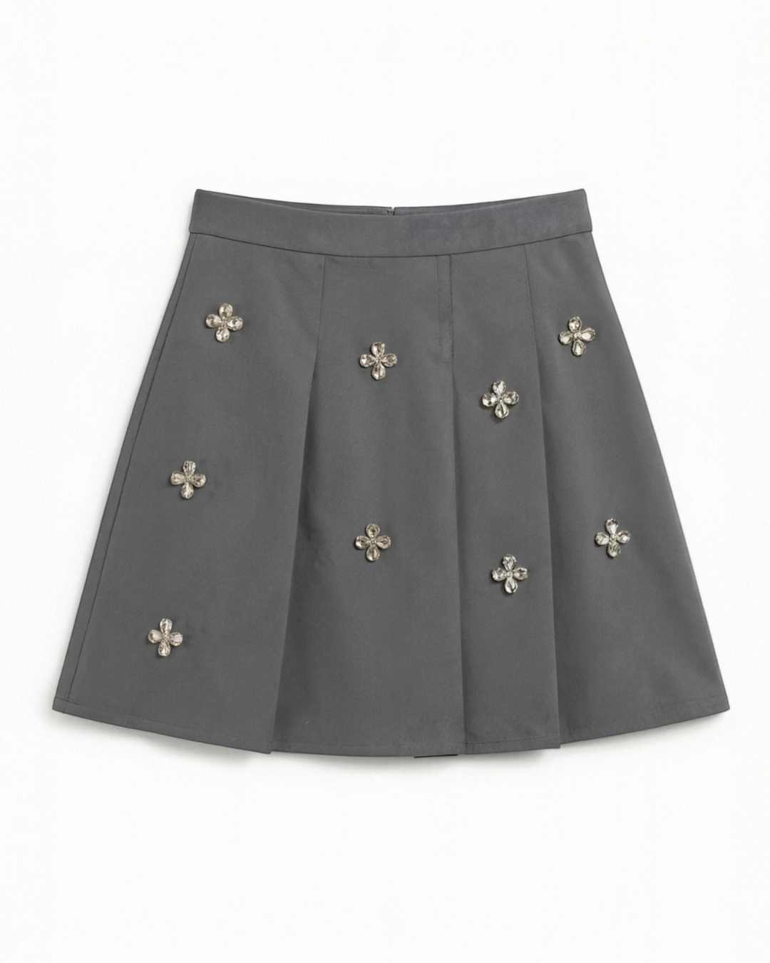 GLORIA – Gonna svasata in maglia con gemme a margherita