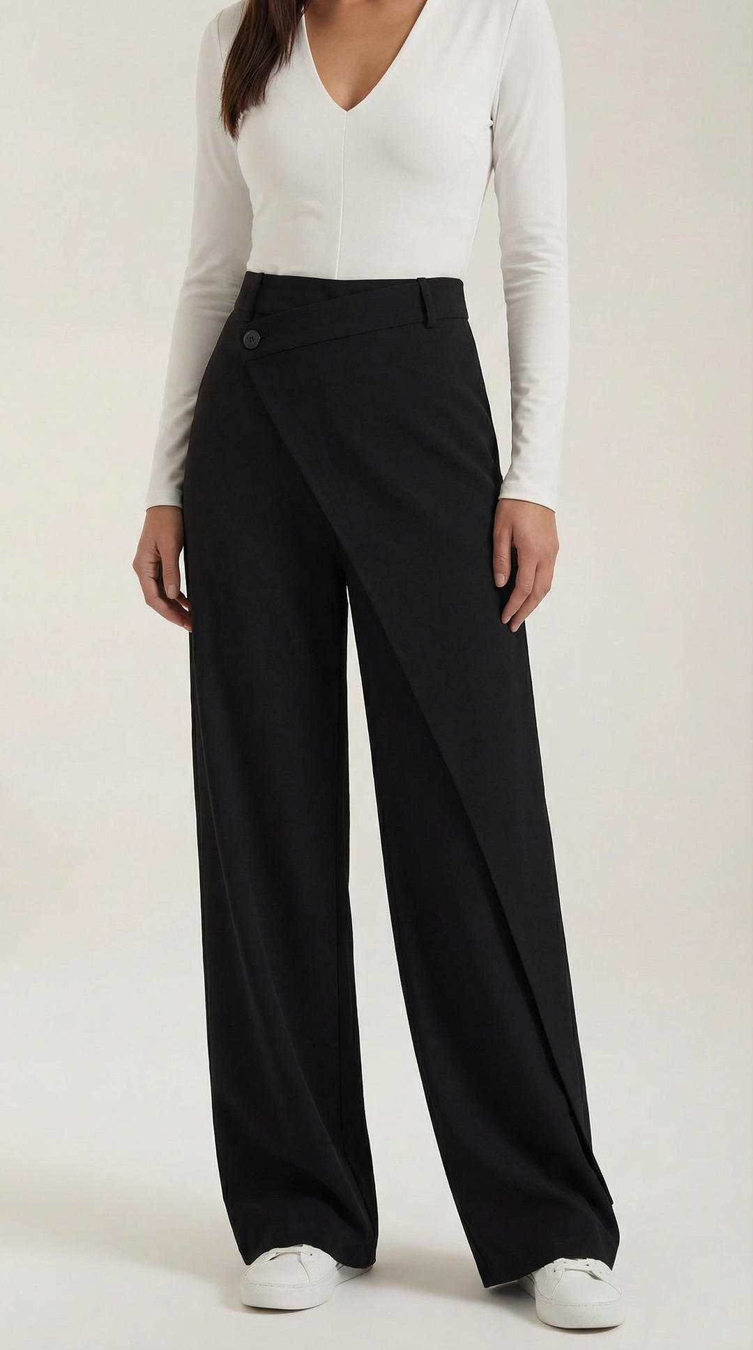 Jean – Pantaloni a gamba larga con pannello frontale asimmetrico