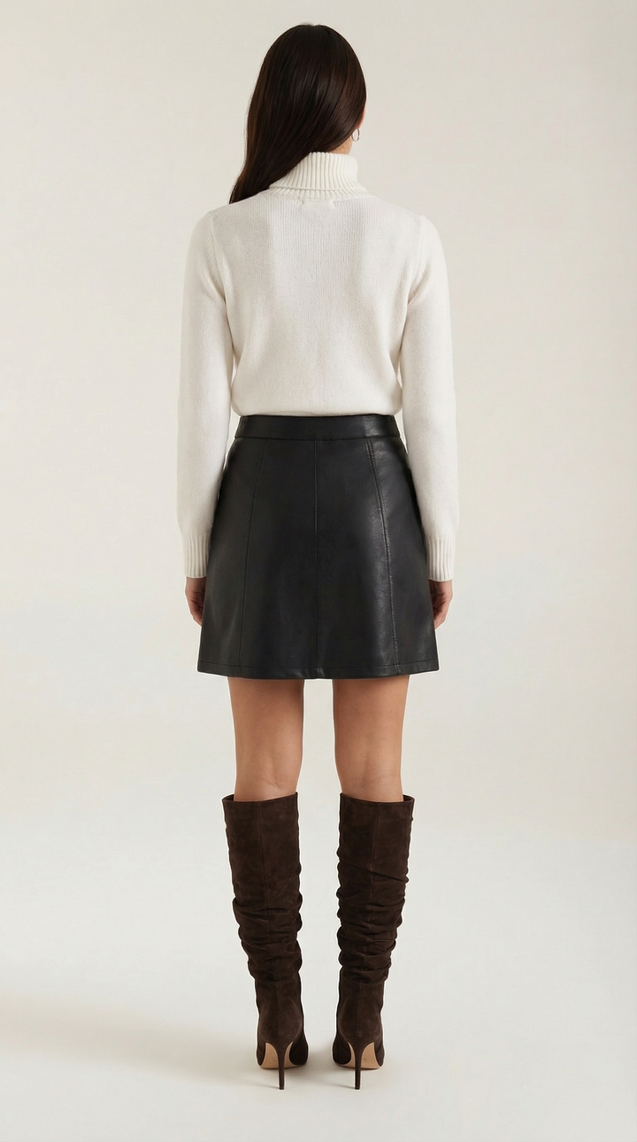 Jocelyn – Minigonna in pelle vegan con zip frontale